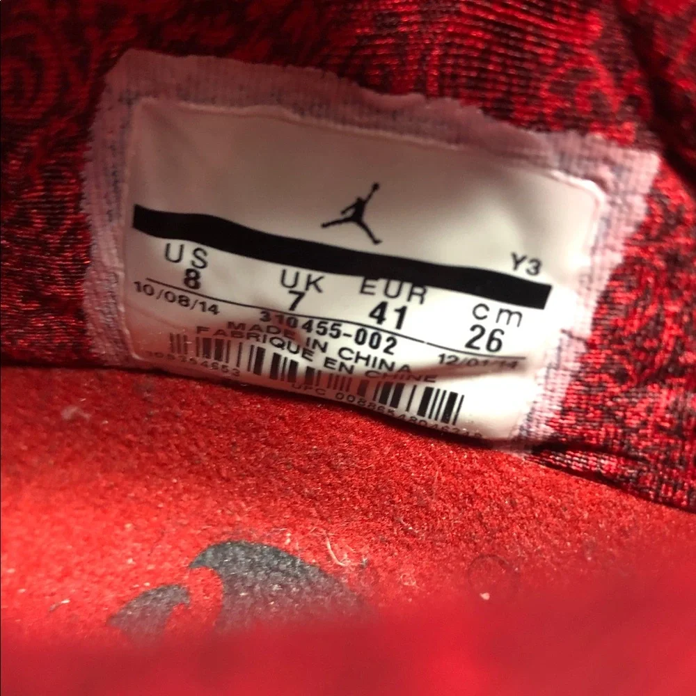 Air Jordan 20 XX Retro Stealth 2015 Black Red 310455-002 Men’s Sneakers - Size 9